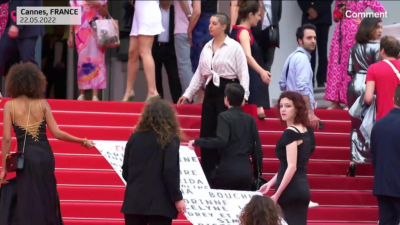 Feminist collective deploys banner on the red carpet of Cannes Film Festival
