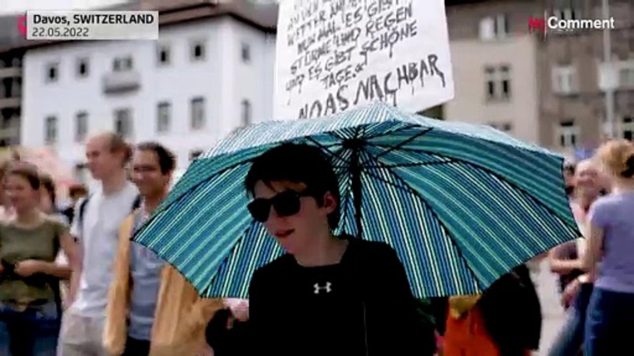 Climate change activists protest World Economic Forum in Davos