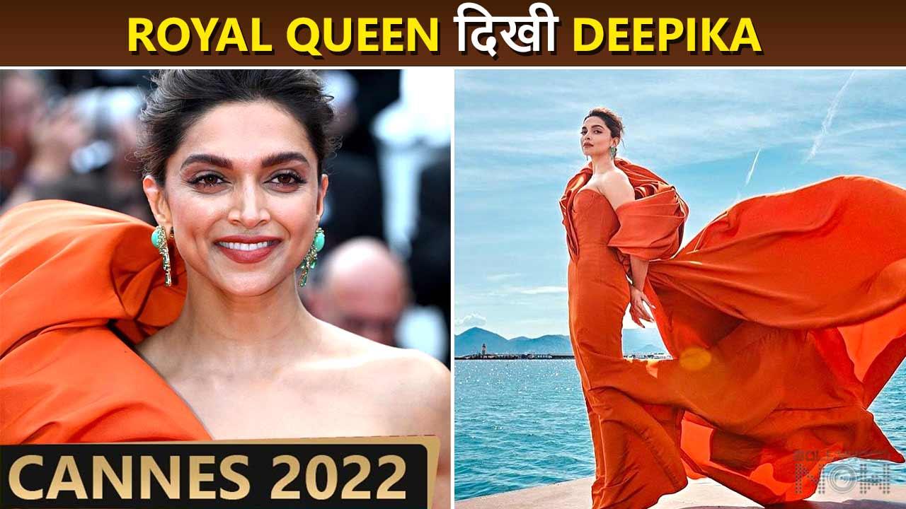 Cannes 2022 : Deepika Padukone Looks Regal In Orange Gown At Red Carpet