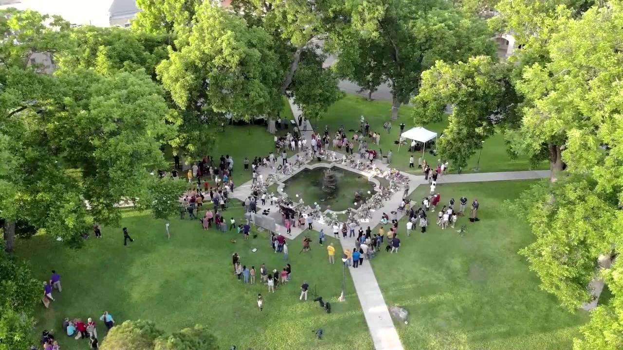 Drone footage captures Uvalde memorial