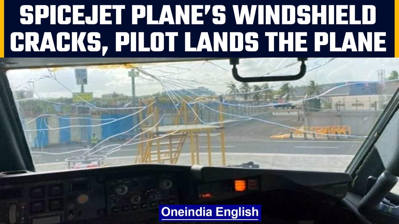 Spicejet plane lands minutes after takeoff as windshield cracks | Oneindia News