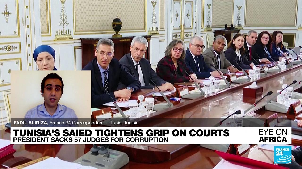 Tunisia's Saied sacks 57 judges, tightens grip on courts