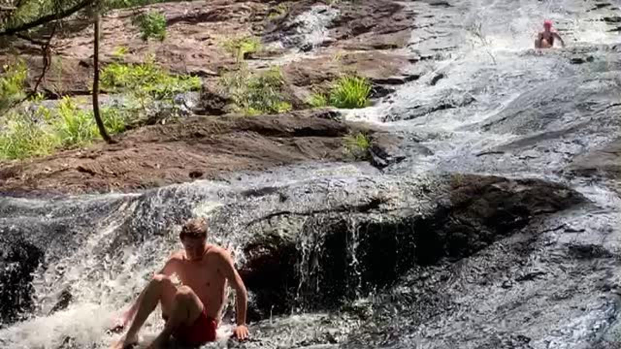 fun under the waterfall