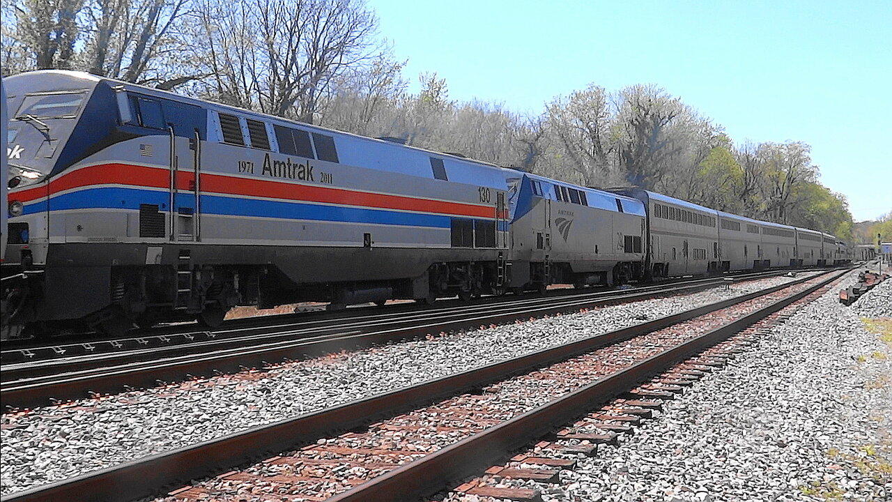 Amtrak Phase II Heritage Engine Pulling 5 Private Passenger Cars