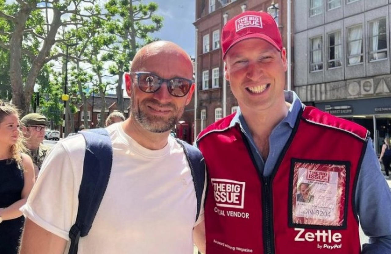 Prince William spotted on the streets of London selling The Big Issue magazine to raise money for homeless people