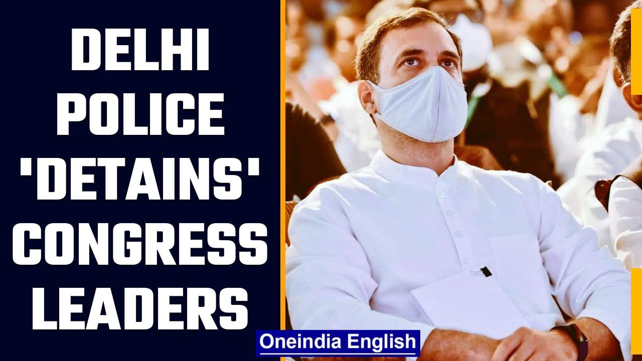 Congress leaders detained amid sloganeering in support of Rahul Gandhi | Oneindia News *Politics