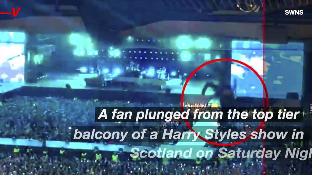 Harry Styles Horror Fan Plunge from Third Tier Balcony Caught on Camera