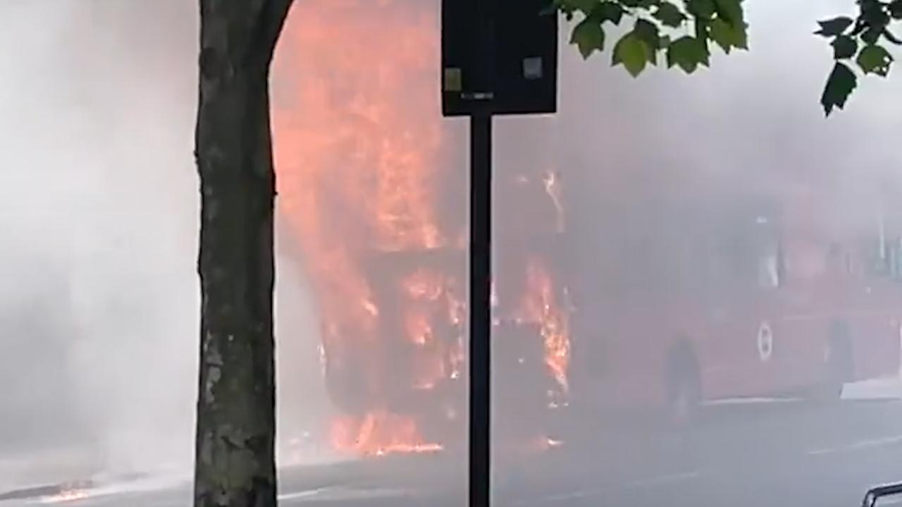 London bus bursts into flames in Brixton