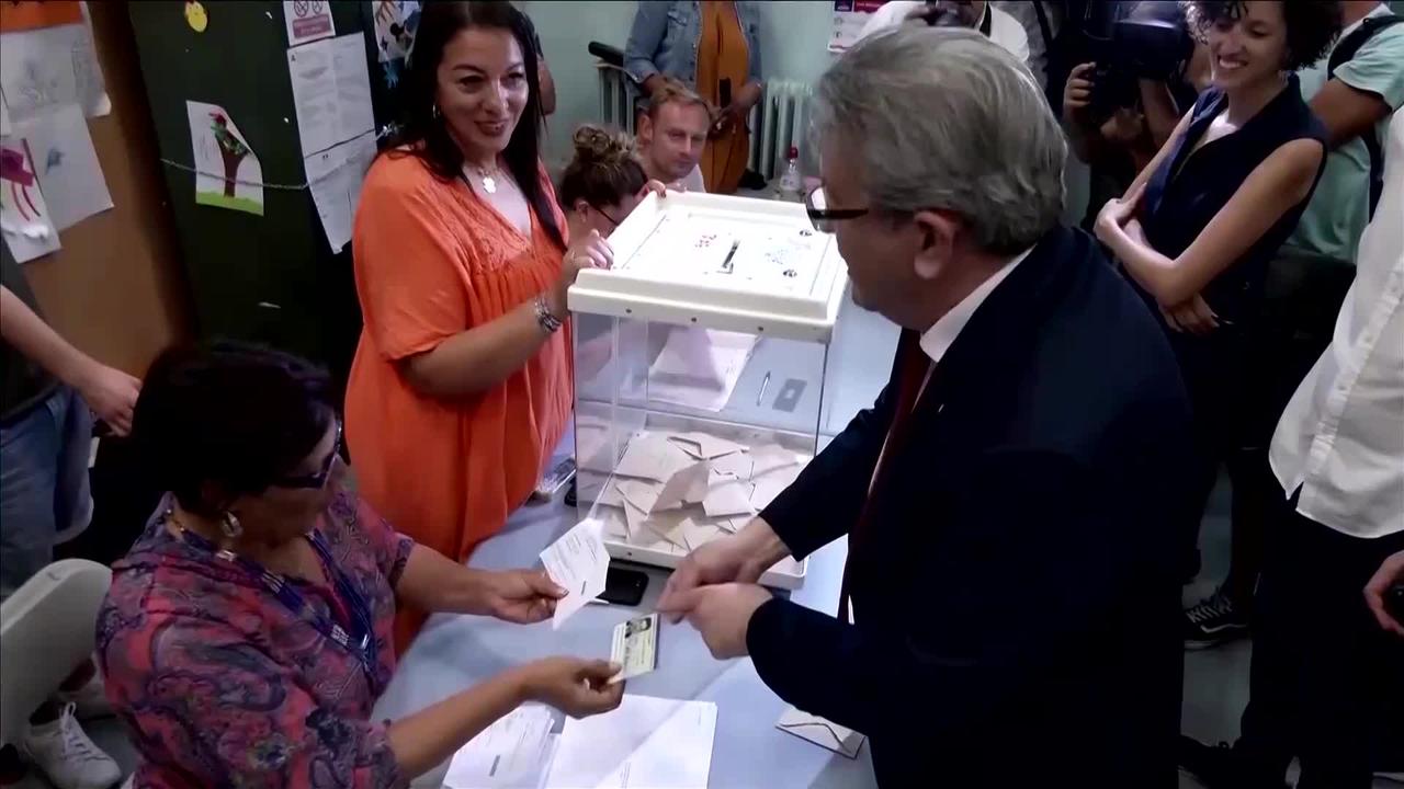 Melenchon votes in France's parliamentary elections