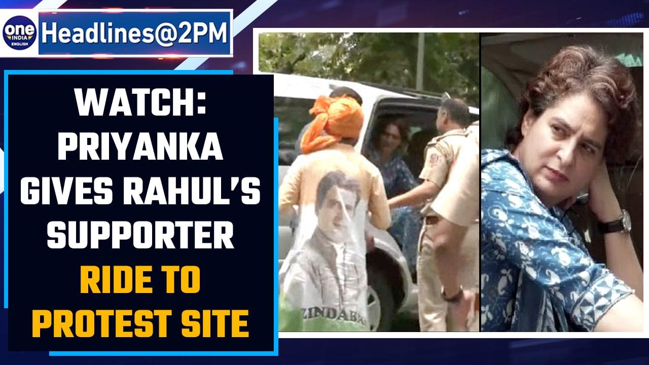 Priyanka Gandhi gives Rahul Gandhi’s supporter a ride to protest site | Watch | Oneindia News*News