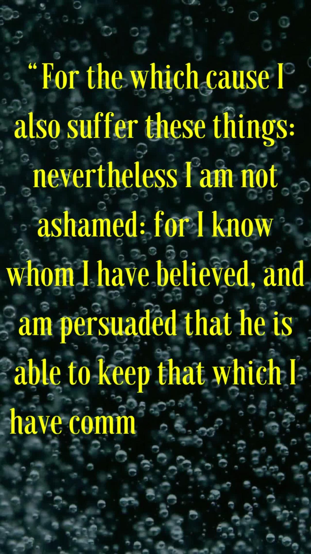 BIBLE VERSE FOR THE DAY... For the which cause I also suffer these things: nevertheless I am....