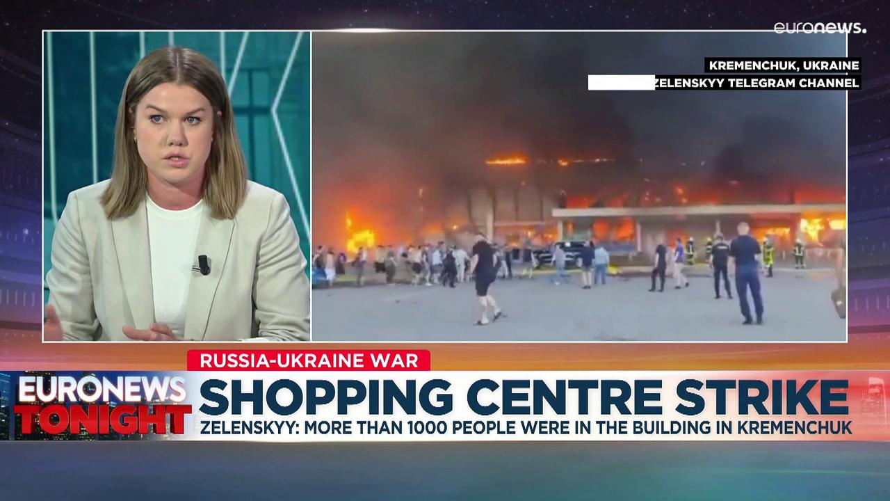 Russian missiles hit shopping centre in central Ukraine with more than 1,000 people inside