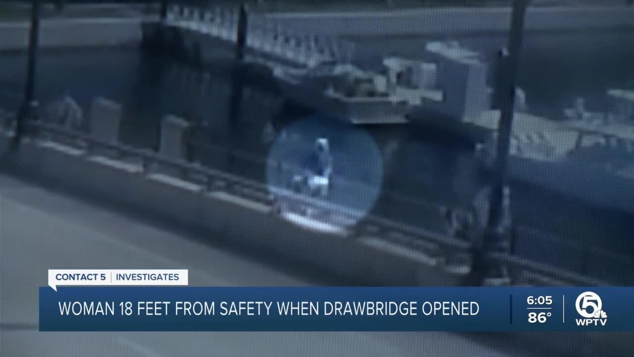 Woman was 18 feet from safety before drawbridge was opened
