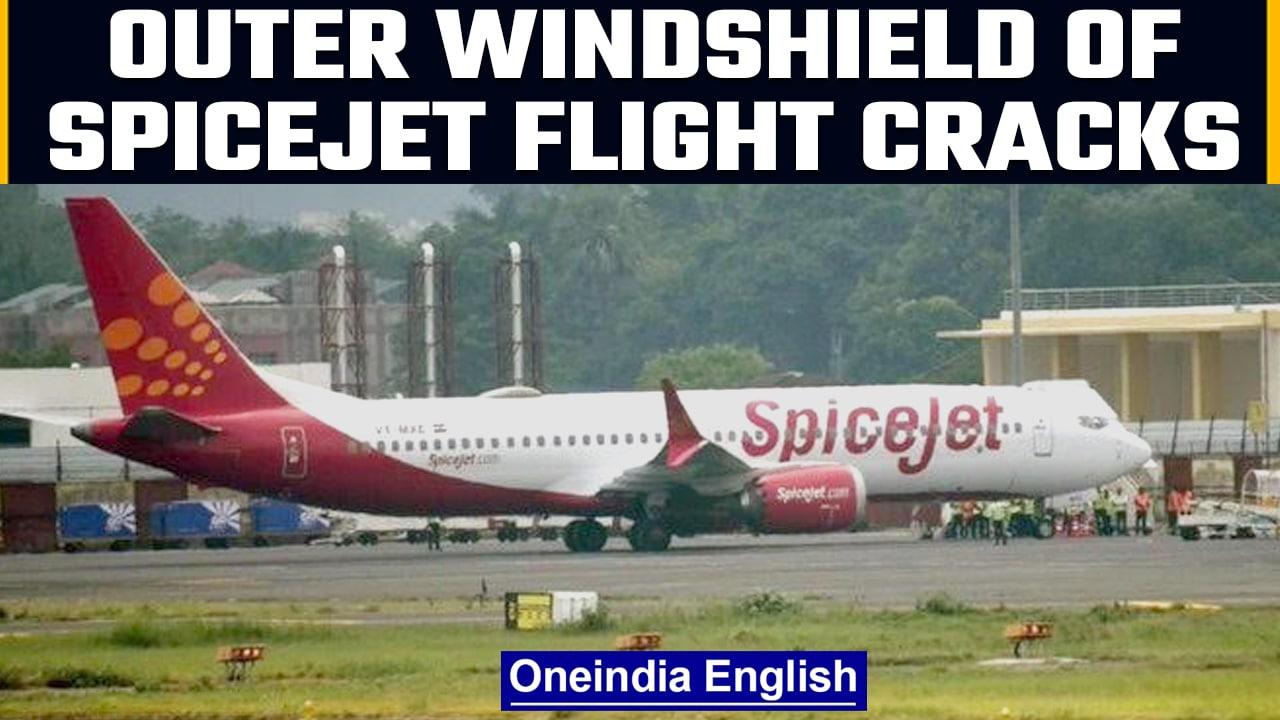 Spicejet flight makes a safe landing after its outer windshield cracks | Oneindia News *News