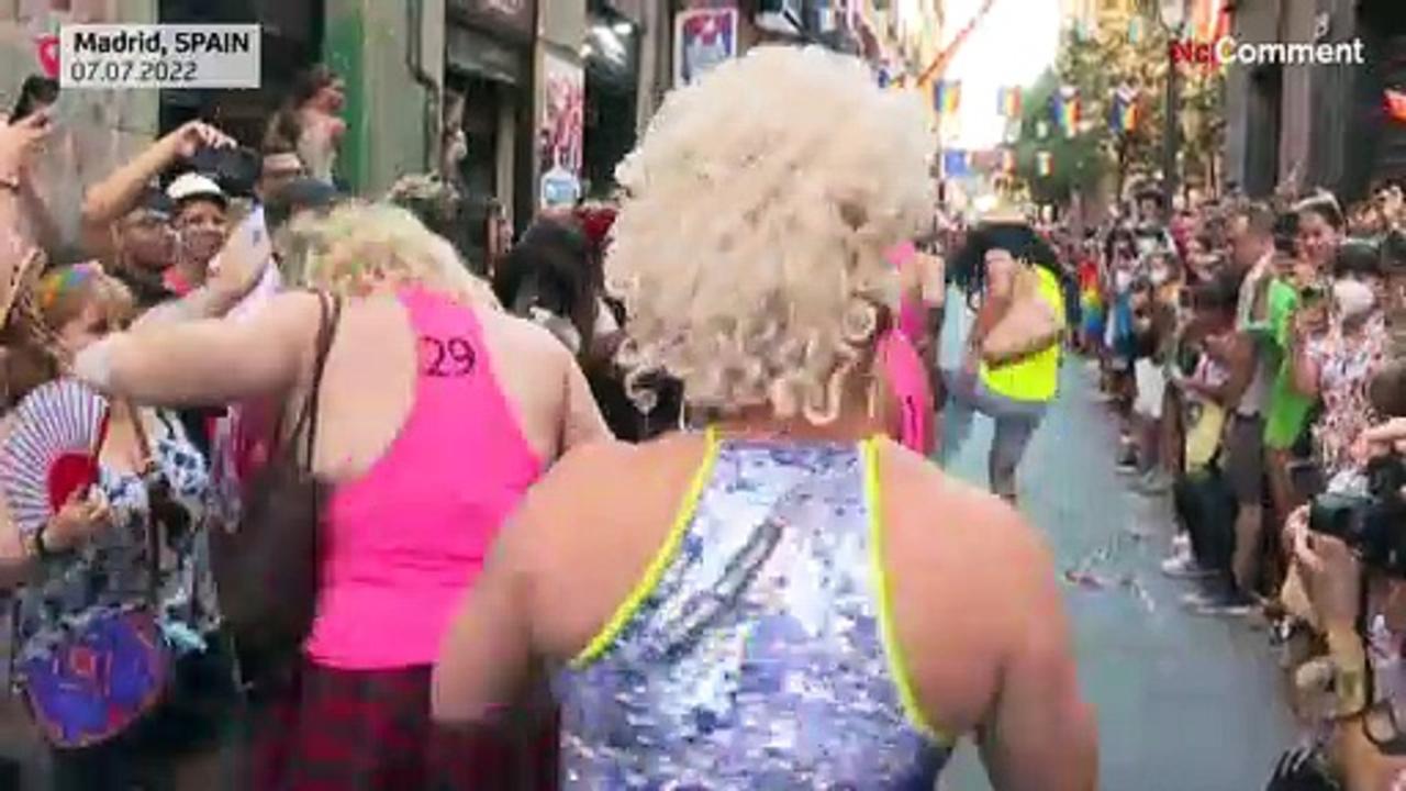 Traditional high heels race for Madrid's LGBTQ Pride
