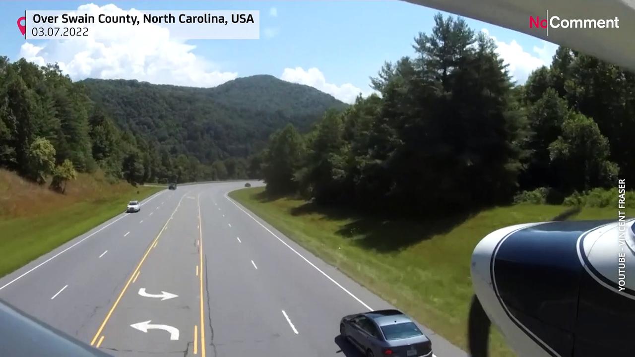 Watch: The moment a pilot lands his plane on a US motorway