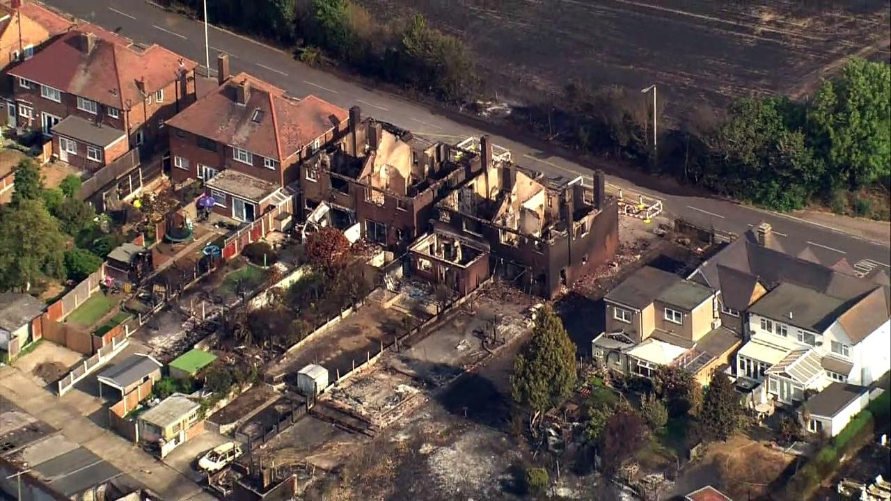 Aerial shots show the devastation of Wennington fire