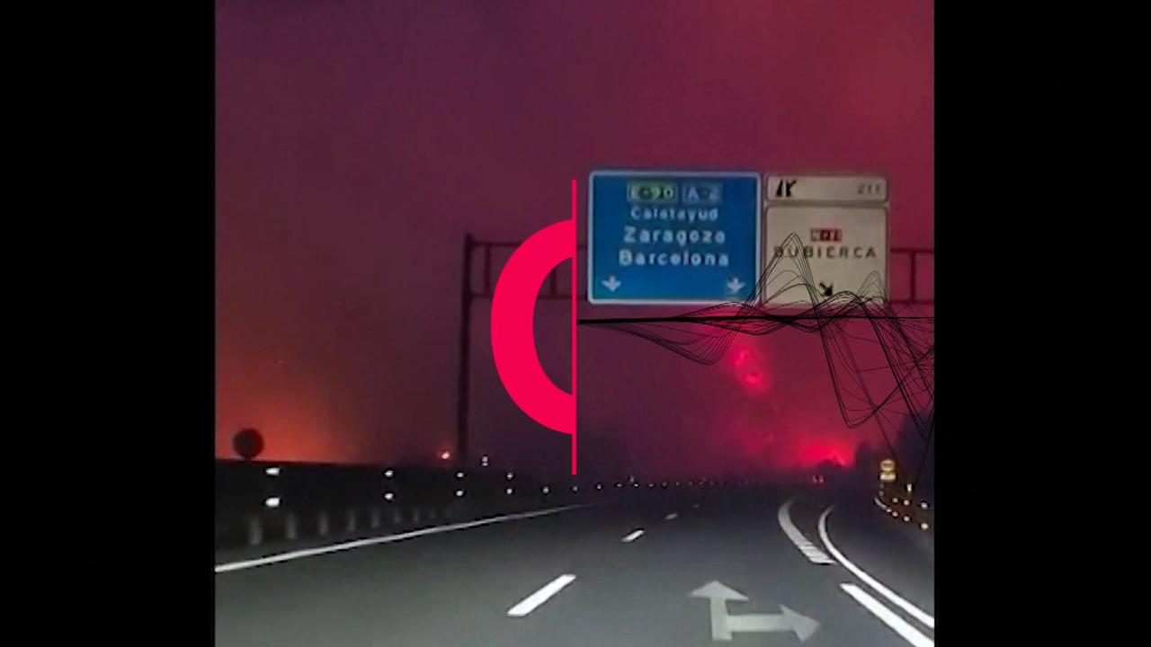 Videos show the extent of the many forest fires in Spain.