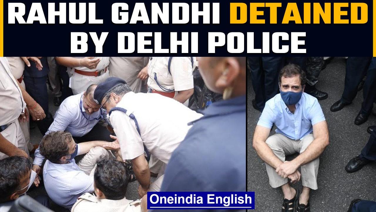 Rahul Gandhi detained for protesting, calls police 'state' and Modi 'King' | Oneindia news *News