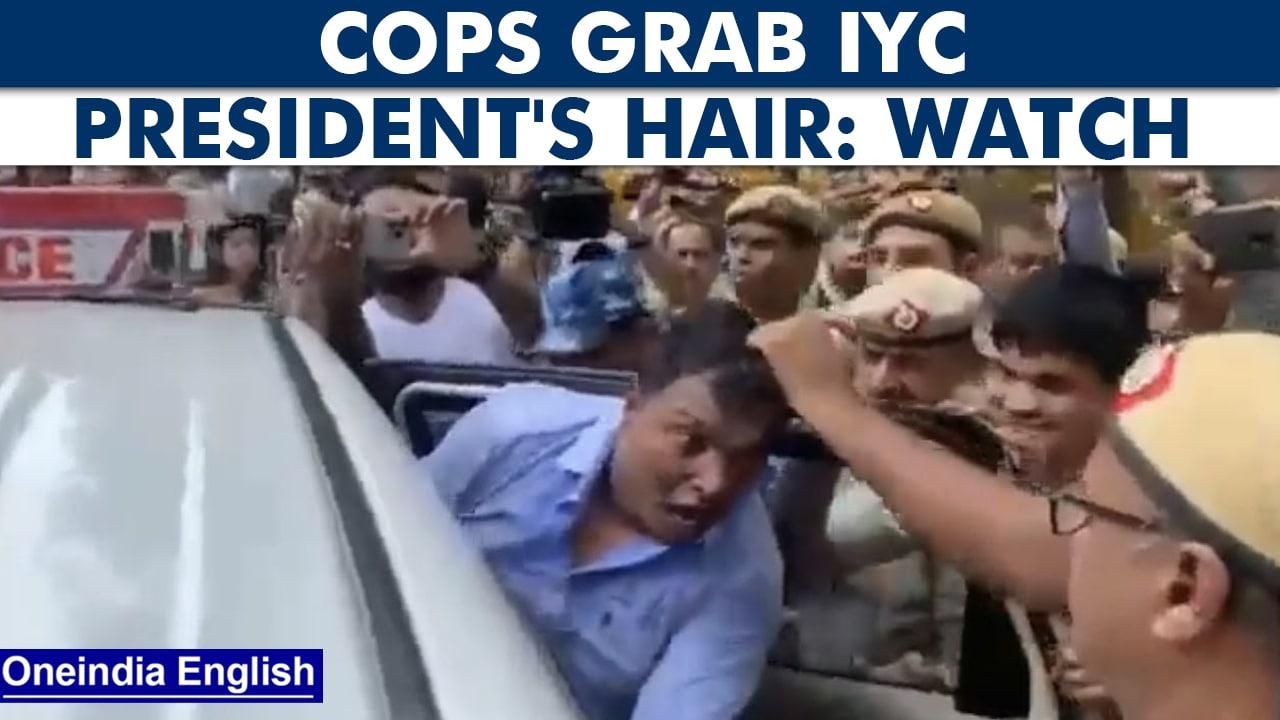 Srinivas BV, Indian Youth Congress president manhandled by Delhi Police | Watch | Oneindia News*News