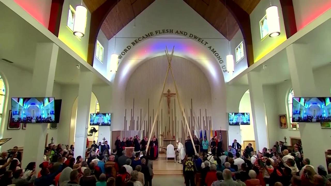 Pope calls for reconciliation at Canadian indigenous church