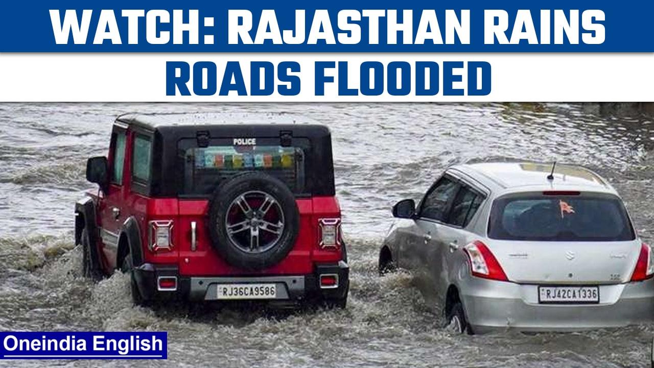 Rajasthan: Roads flooded, vehicles washed away due to heavy rains | Watch | Oneindia News*News
