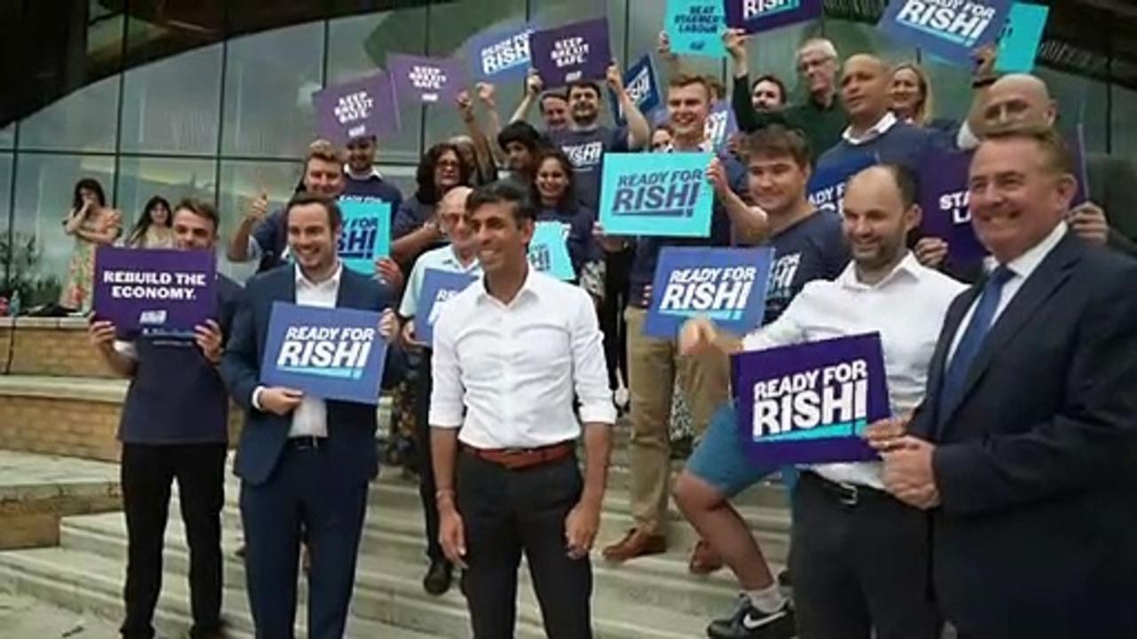 Rishi Sunak greeted by supporters on arrival at hustings