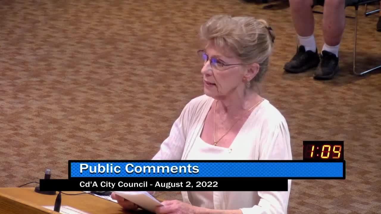 Rosalyn  - Public Comment 8/2/22 CDA City Council Meeting