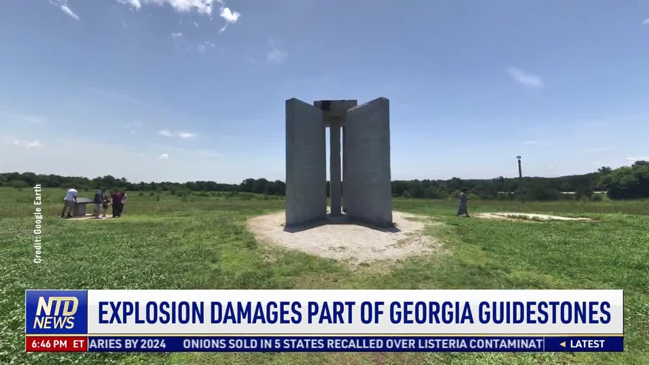 EXPLOSION DAMAGES PART OF GEORGIA GUIDESTONES