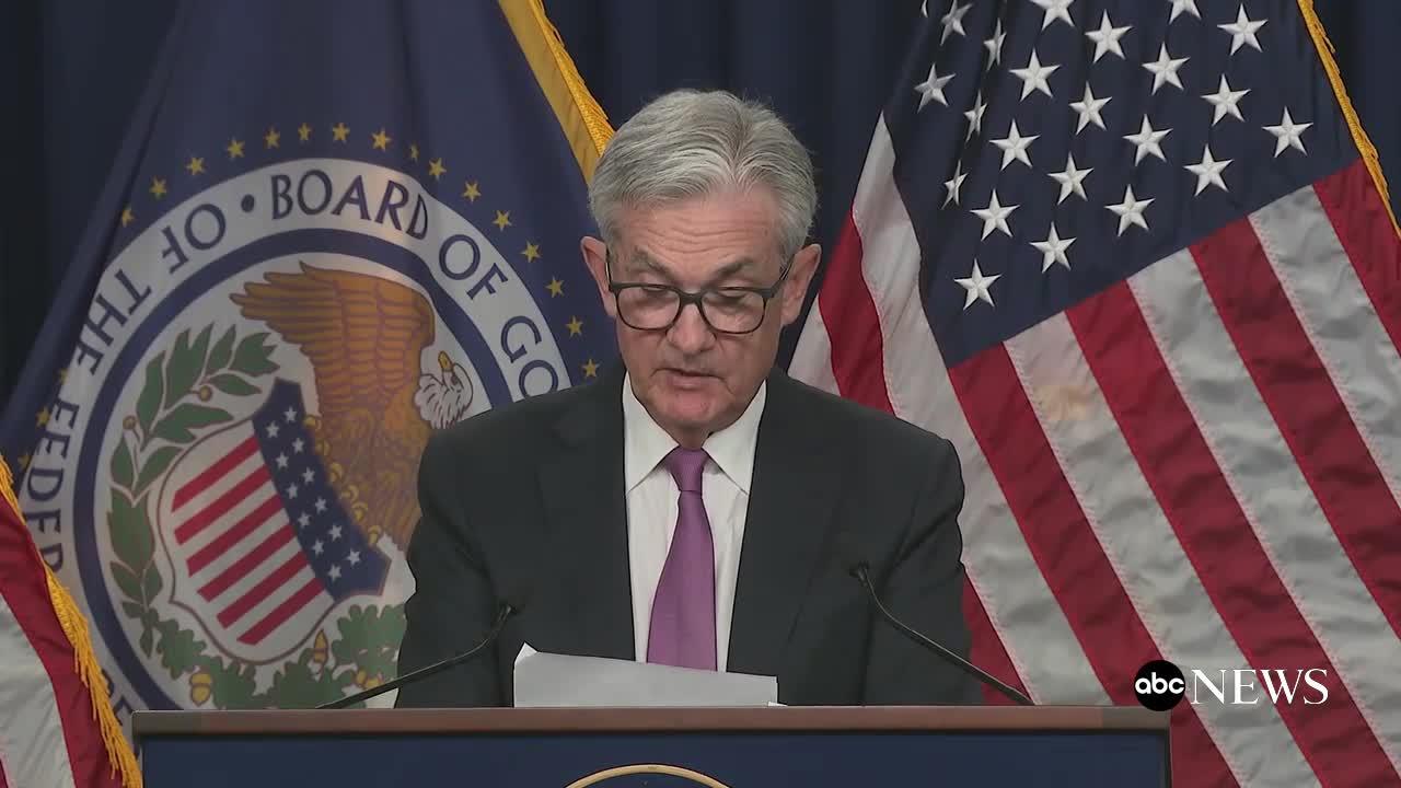 "Federal Reserve Chair Jerome Powell addresses rate hike "