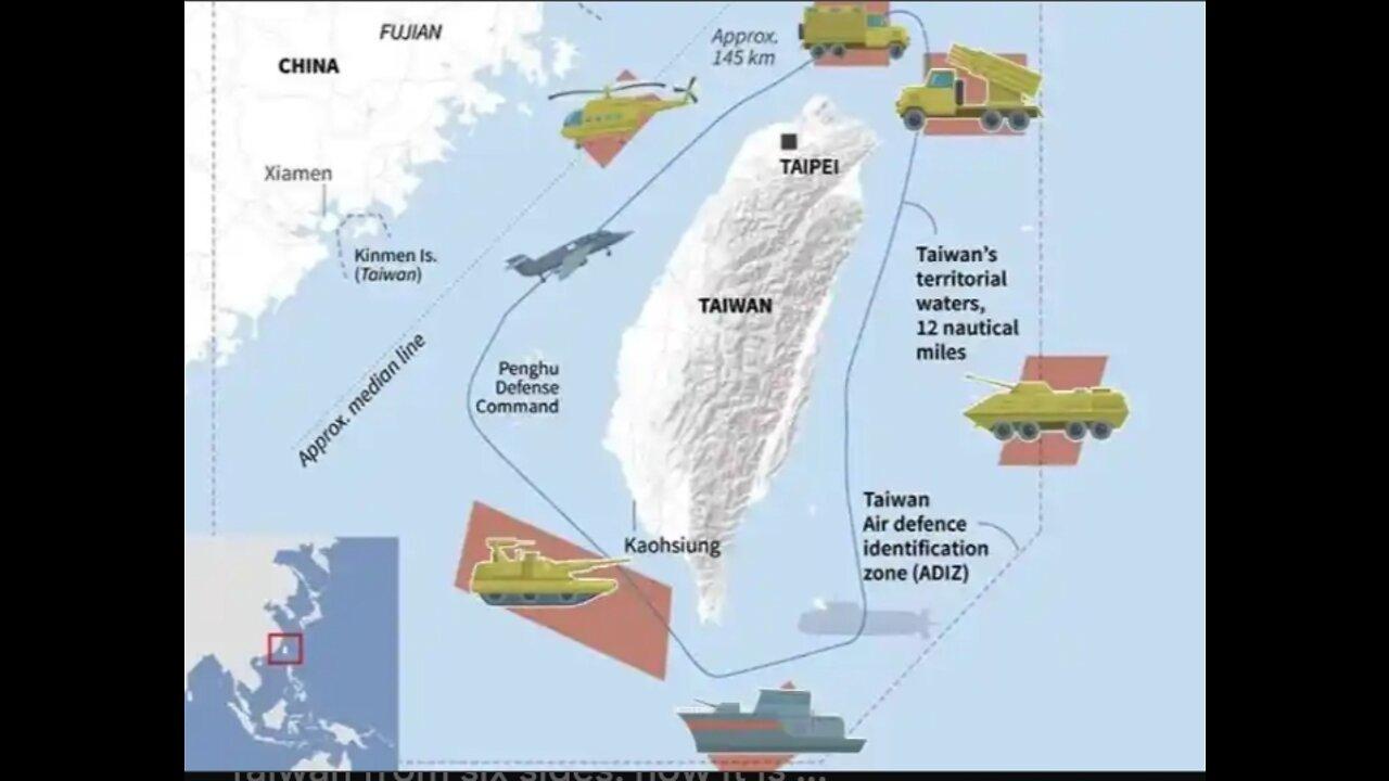 China surrounds Taiwan in largest live fire exercise I'm their history. Sparking fears of ww3!