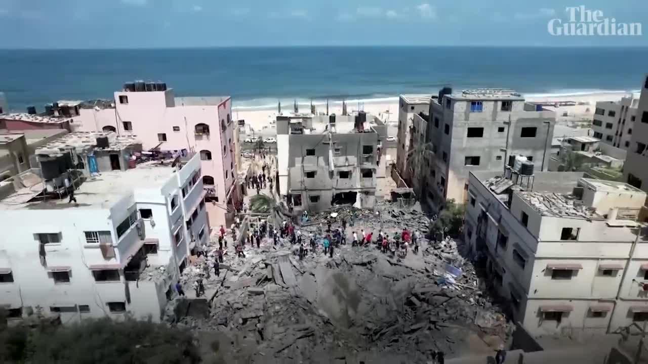 Aftermath of Israeli airstrikes on residential areas in Gaza