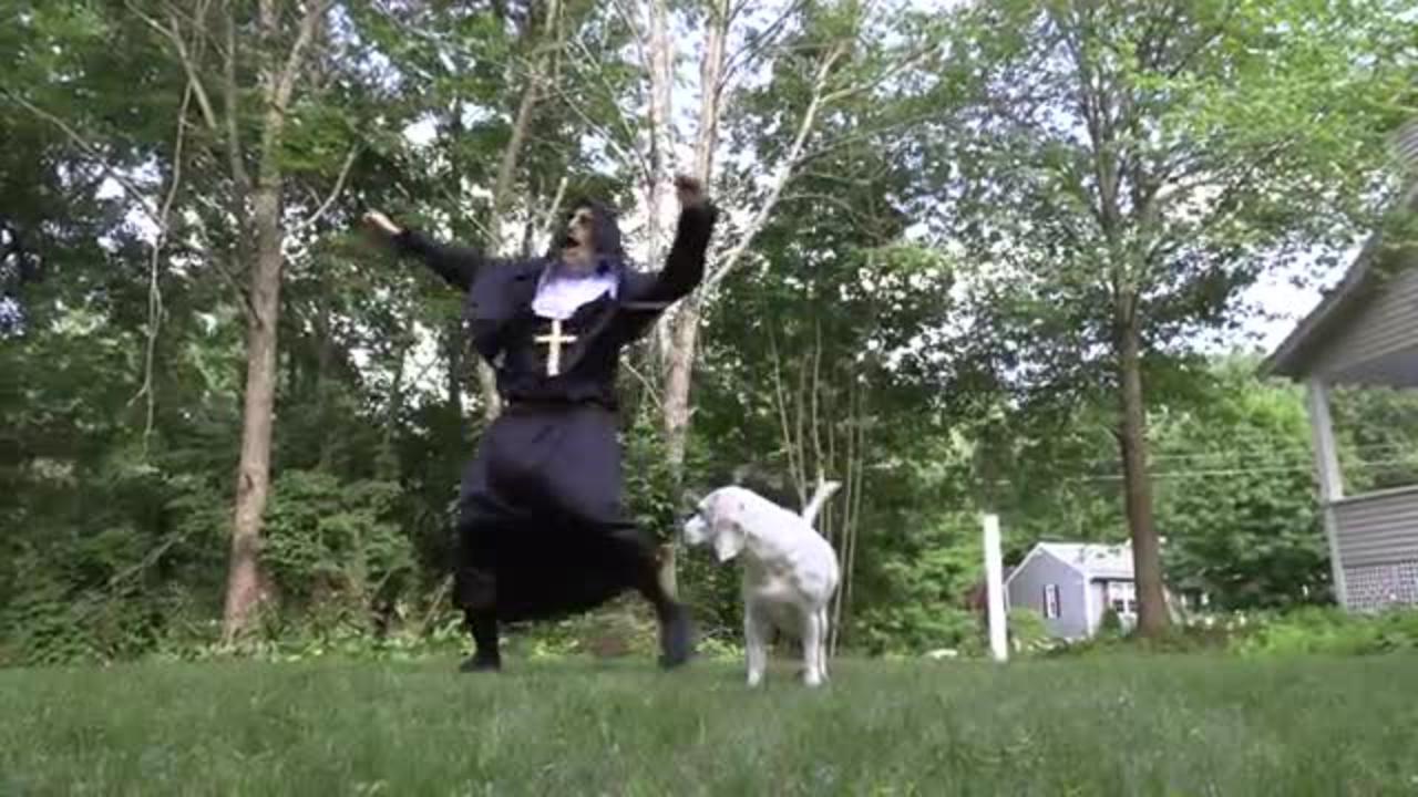 Dogs vs Demon Nun from 'The Conjuring' Prank- Funny Dogs Maymo, Penny, & Potpie Befriend The Nun