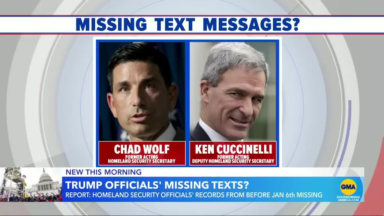 Jan. 6 texts reportedly missing from top Trump officials at DHS
