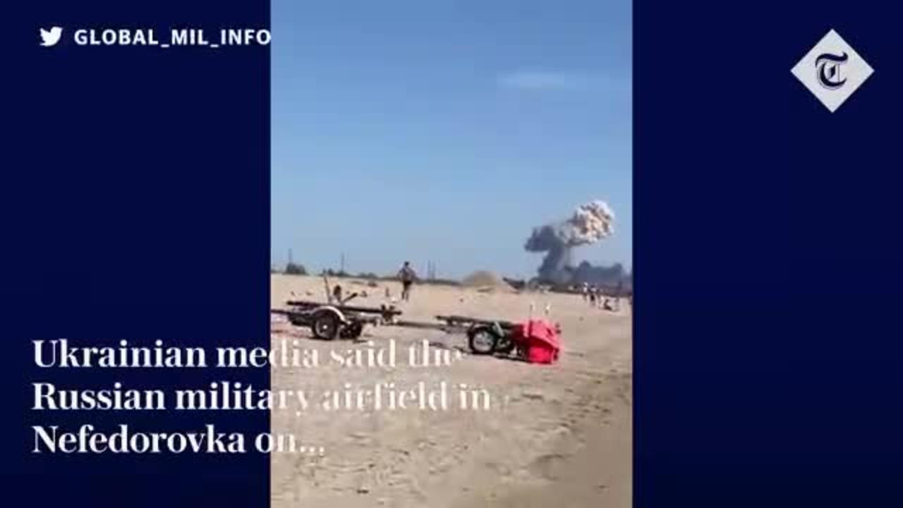 Ukraine war- Multiple explosions seen at Russian military airfield in Crimea_batch