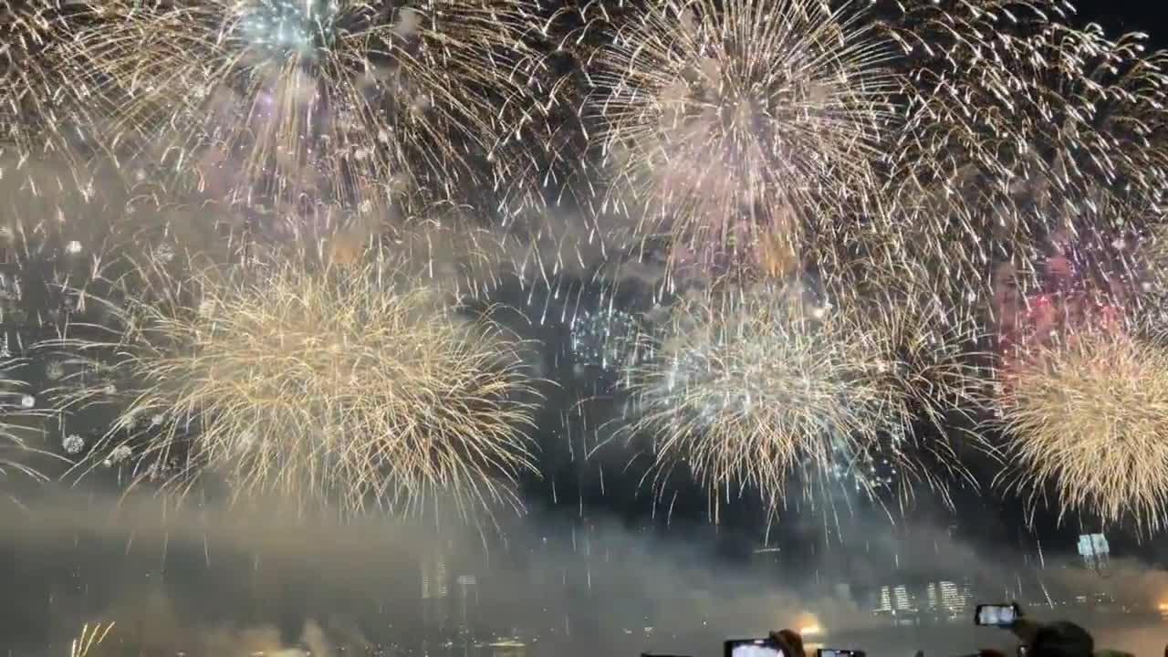 Watching fireworks on the streets of New York