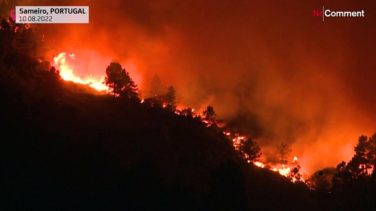 Wildfire rips through national park in central Portugal