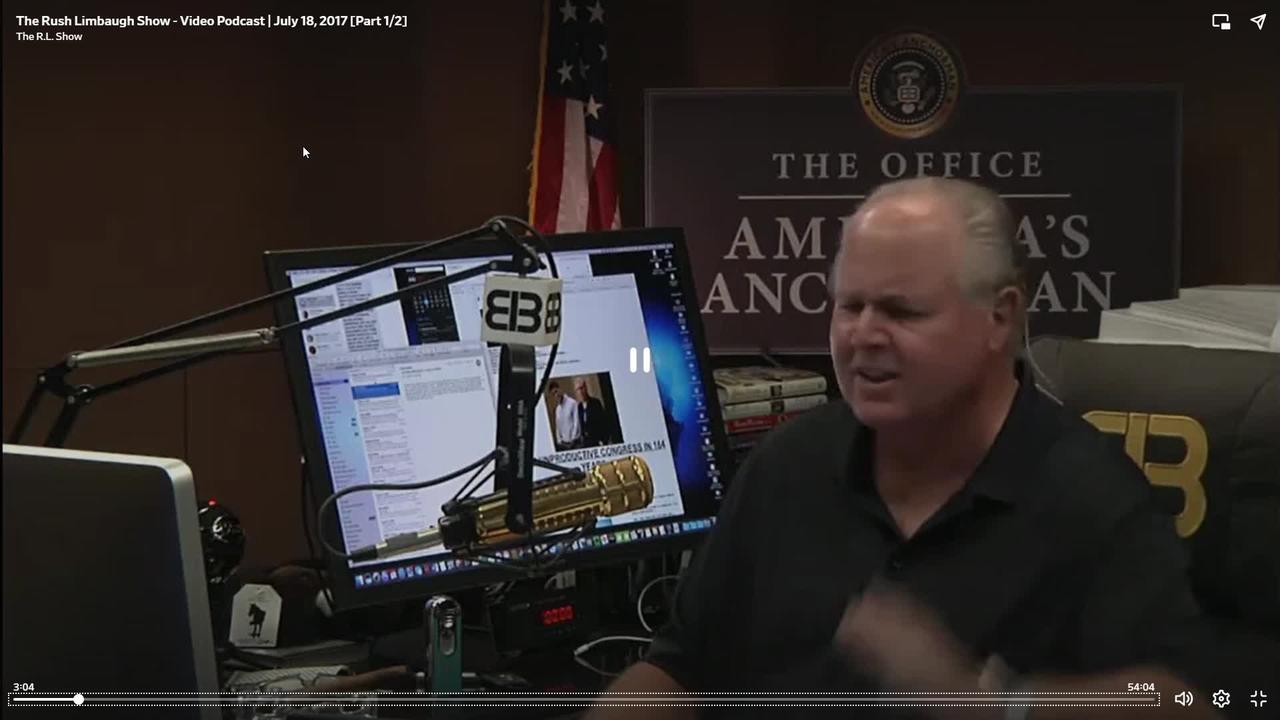 Rush Limbaugh warning about the silent coup against America in 2017