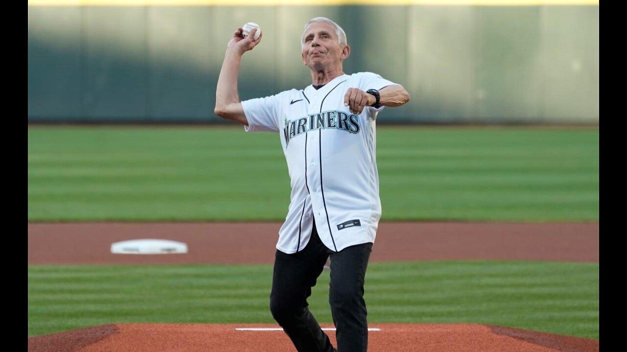 Anthony Fauci Booed at Baseball Game - Then Throws 1st Pitch Like a 4-yr-old Little Girl - Sky News Australia