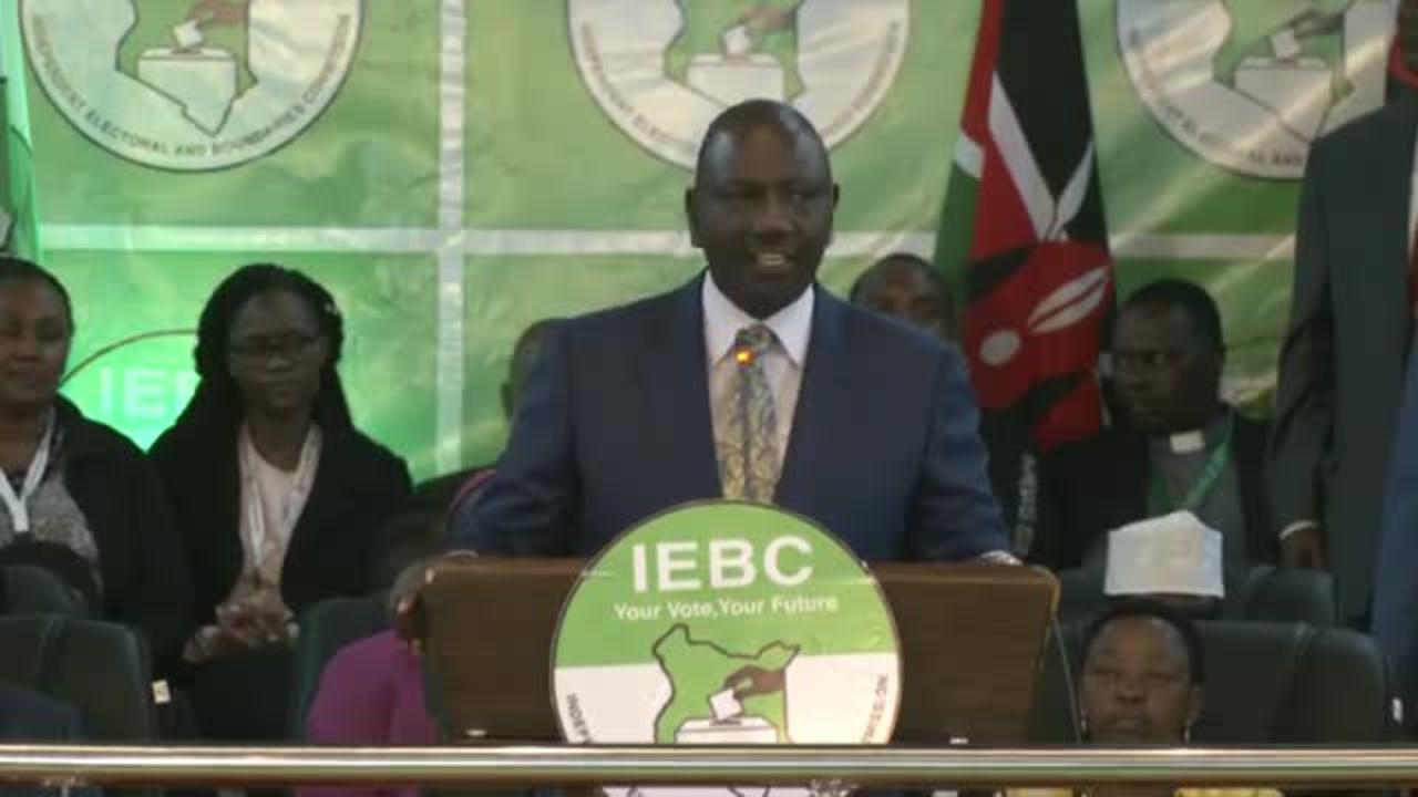 William Ruto speaking after being announced as new Kenyan president