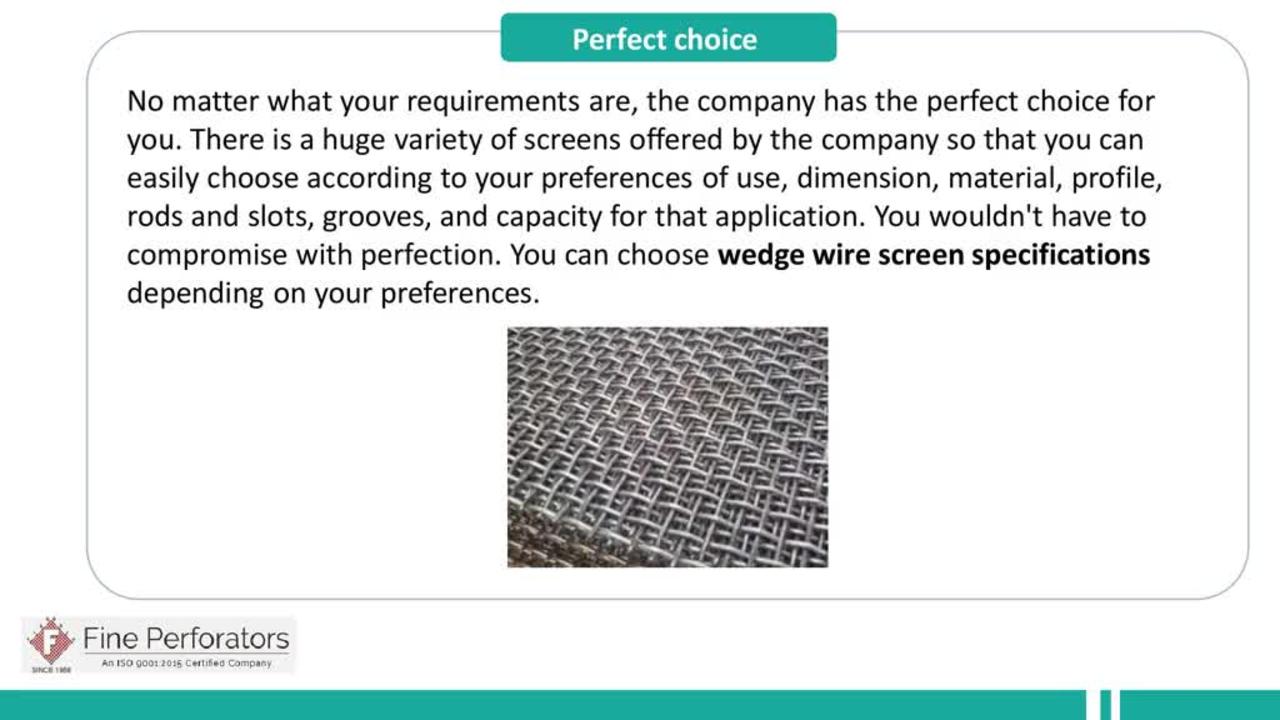 Why Rely On Fine Perforators For Purchasing Wedge Wire Screens?