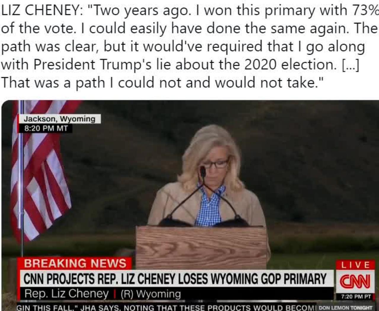 Bitter Liz Cheney Trashes Trump After Getting Crushed by Harriet Hageman. after being crushed by 30% in reelection