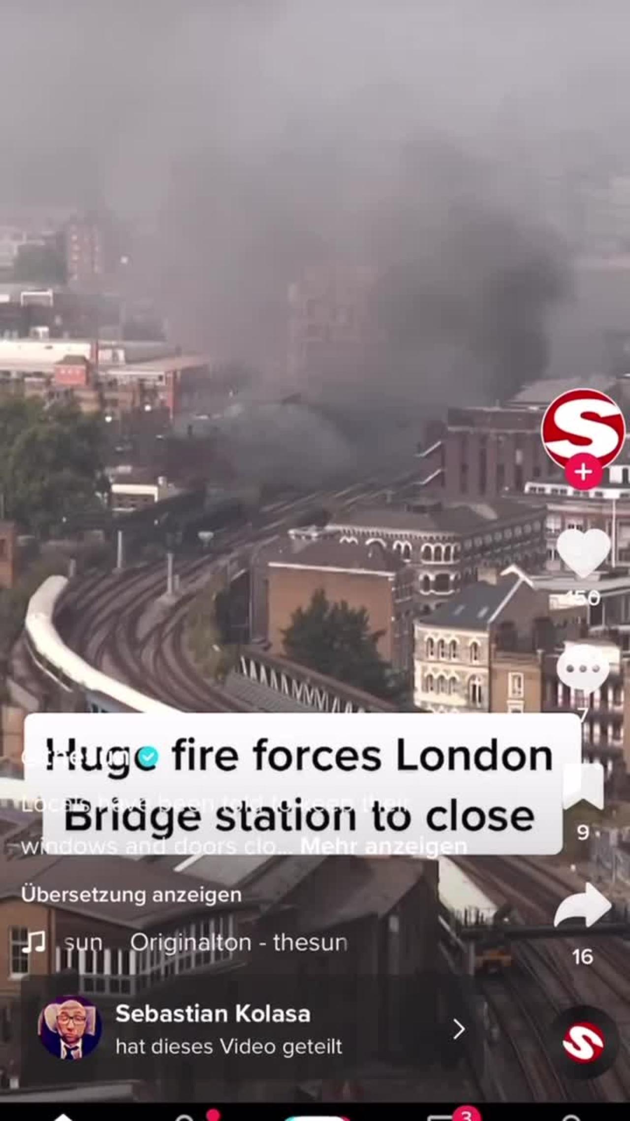 London Bridge on fire