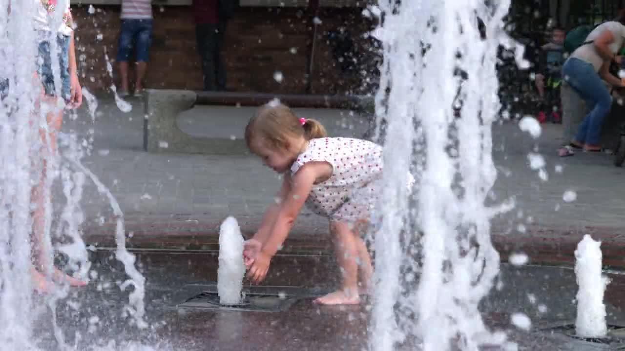 Baby at the fountain park
