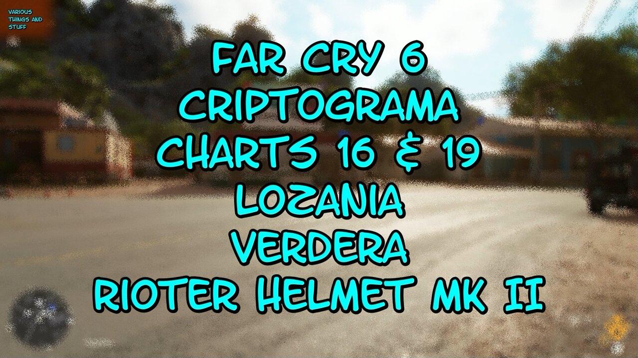 Far Cry 6  Criptograma Charts #16 & #19  Lozania Rioter Helmet MK II