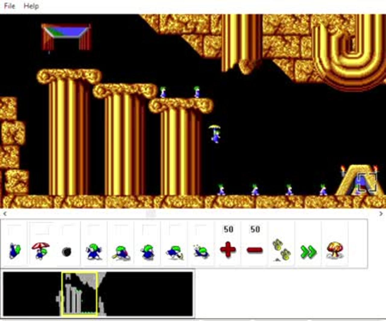 Lemmings 95: Fun level, Only floaters can survive this