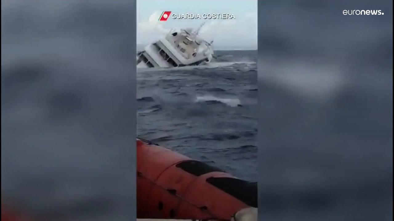 Watch: Yacht sinks off Italy's Calabrian coast after crew and passengers rescued