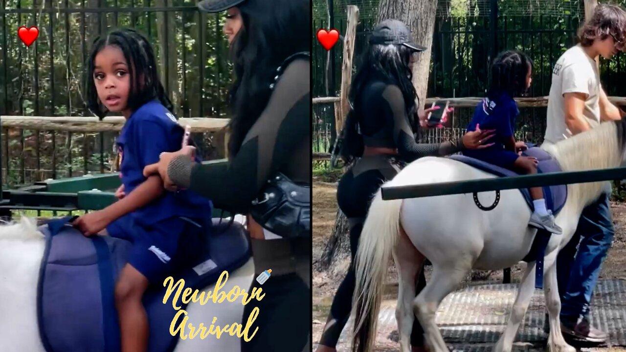 NBA Youngboy & Jania Son Kacey Rides A Pony For The 1st Time! 🐎