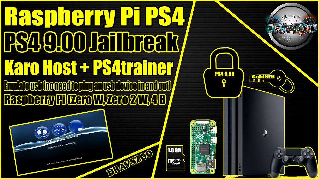 PS4 9.00 Raspberry Pi Zero 2 w Automatically Load Jailbreak | KARO Host + PS4Trainer | Full Tutorial