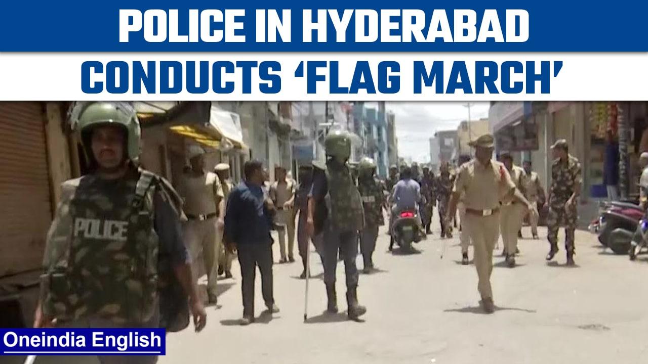 Hyderabad: Police conducts flag march after T Raja Singh’s comment | Oneindia News *News
